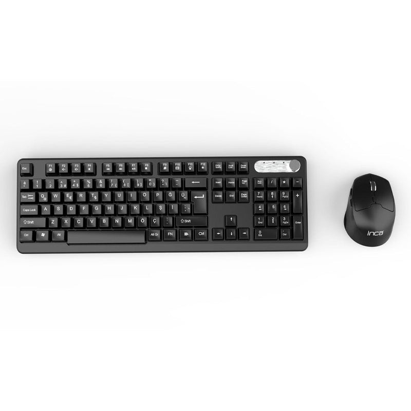 Keyboard Turco + Mouse Inca IWS-549U RF Wireless + USB QWERTY Black