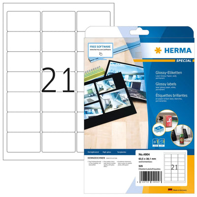 Herma Labels A4 White 63,5X38,1MM Paper Brillo. 525 Pieces — image 1