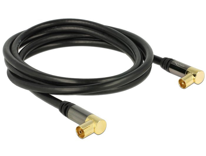 Delock Cable Antenna Coaxial IEC Male 90° IEC Female 90°, RG-6/U 2M