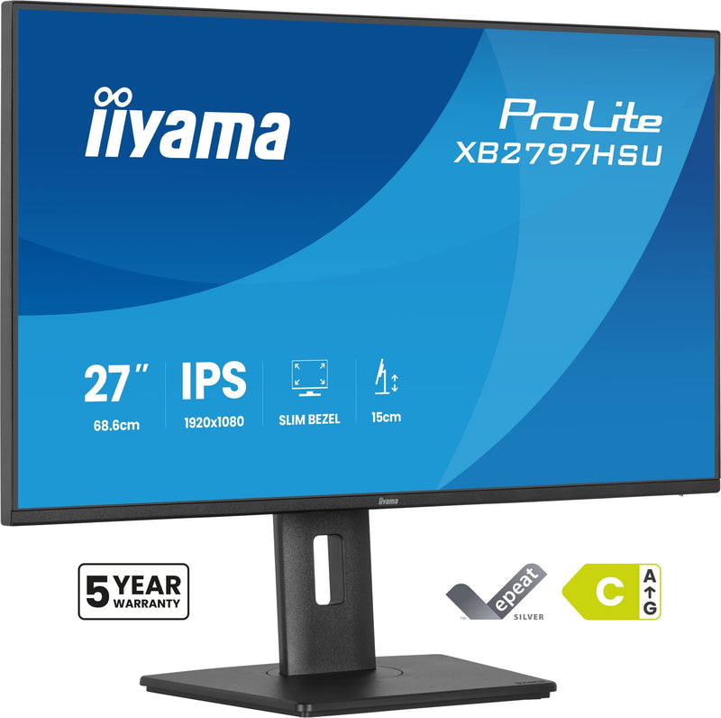 Iiyama Monitor 271920 X 1080 Pixels Full HD LED Panel IPS Ajustable Alto HDMI DisplayPort USB