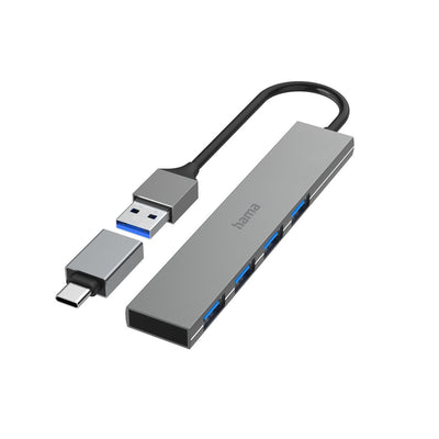 Hama 00200141 Hub Interfaz USB 3.2 Gen 1 (3.1 Gen 1) Type-a 5000 Mbit/S Grey — image 1