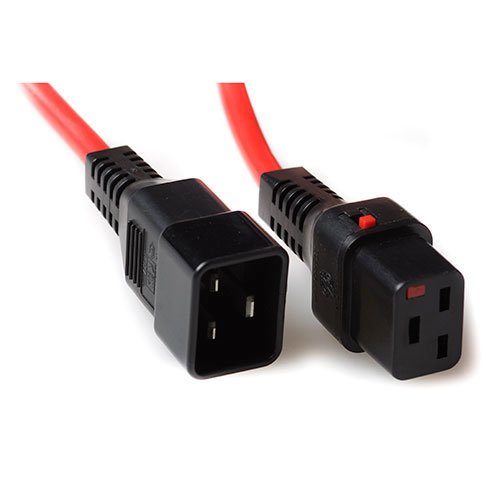 Powercord C19 IEC Lock - C20 Red 1M, PC1401