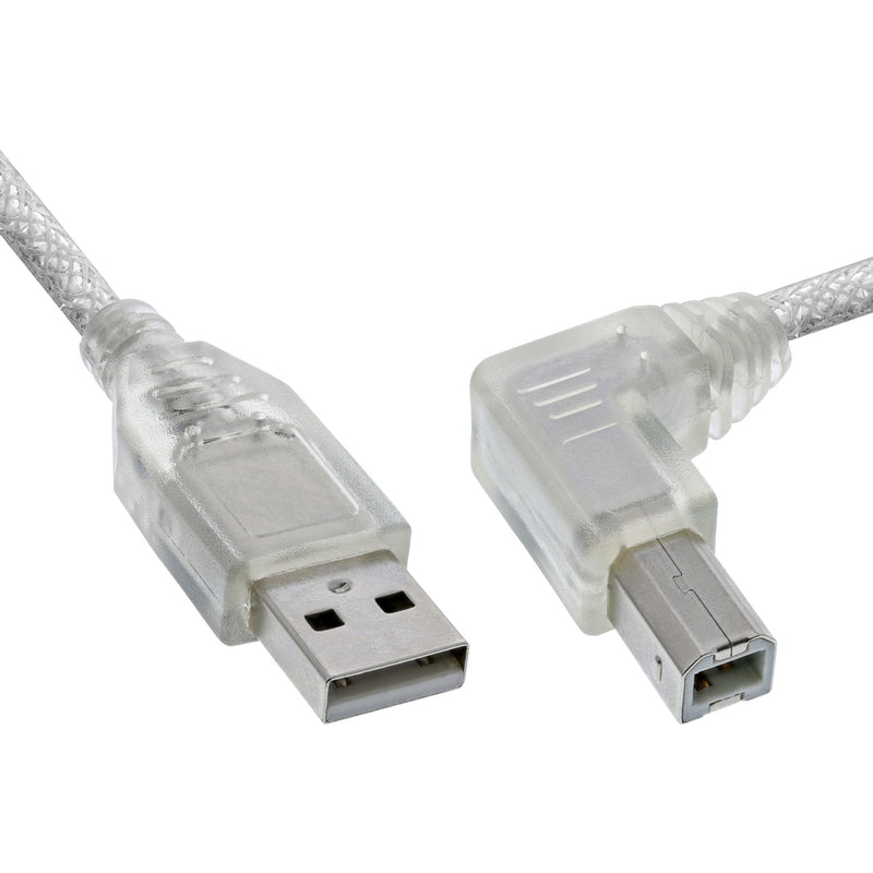 Inline USB 2.0 Cable Ángulo Recto Type a Male a B Male Transparent 0,5M