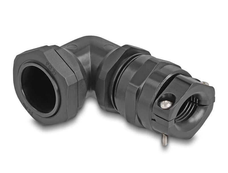 Delock 60599 Prensaestopas With Alivio Voltage And Protection Contra Flexión Ángulo 90 ° PG21 Black