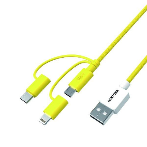 Pantone PT-USB003Y1 USB Cable 1,2M USB a USB C.micro USB a/Lightning Yellow — image 1
