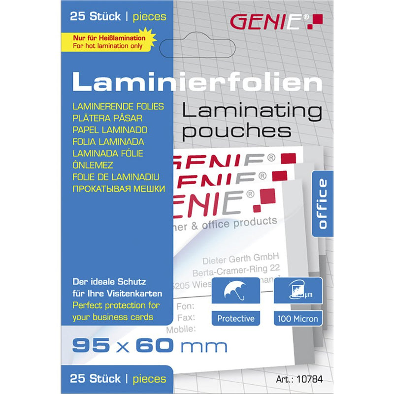Genie Cases Plastificar 25 Im Visitenkartenformat - Láminas