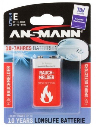 Ansmann 10 Years Battery Litio 9V E-block Detector Humolonglife (5021023-01), Longlife — image 1
