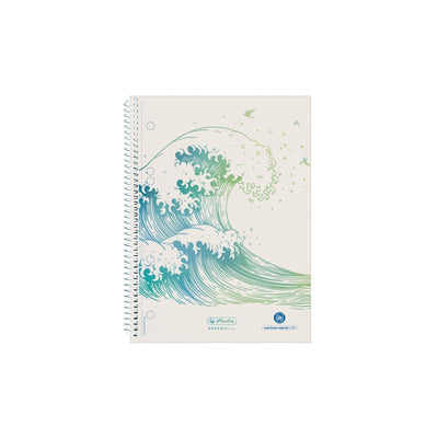 Herlitz Bloc Notas Espiral A5 Greenline 70 Hojas Cuadriculado With Motivo Ondulado, Bloc Universitario — image 1