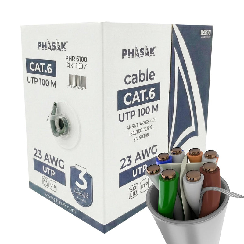 Phasak Bobina Cable RJ45 UTP Phr 6100 CAT.6 100M