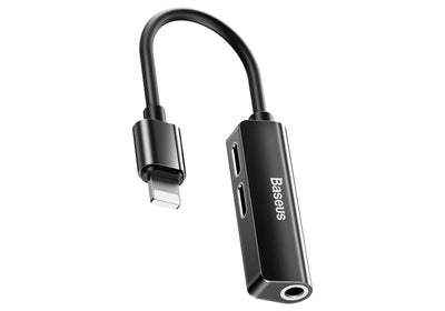 Baseus L52 Adapter Lightning a Mini Jack 3.5MM + 2X Lightning (black) — image 1