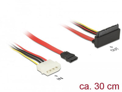 Delock 85514 Cable SATA 6GB/S Female 7 Pines + Plug Power 4 Pines Molex SATA Curvado Hacia Arriba, Hembr — image 1