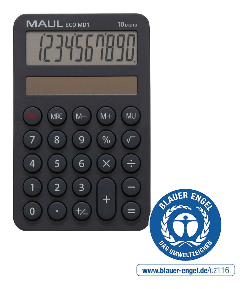Maul Calculator Eco Md 1 Calculator Solar With 10 Dígitos And 5 Funciones Calculator Bolsillo Plastic 60% Reci