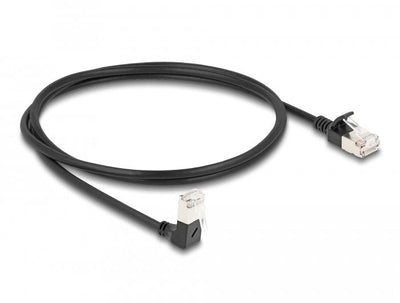 Delock Network Cable RJ45 CAT.6A S/FTP Slim 90° Unten Angular / Gerade 1M — image 1