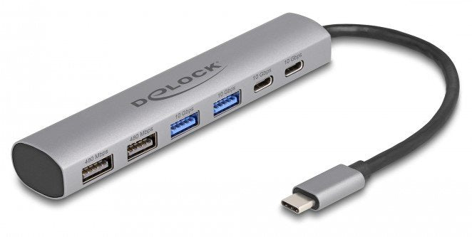 Delock 64232 6 Port USB Hub With 4 X USB Typ-a Female And 2 X USB Type-c Female