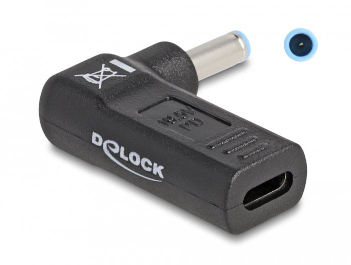 Delock Adapter Notebook Cable Charging USB Type-c™ Connector Female a HP 4,5 X 3,0MM Connector Male 90° Angula