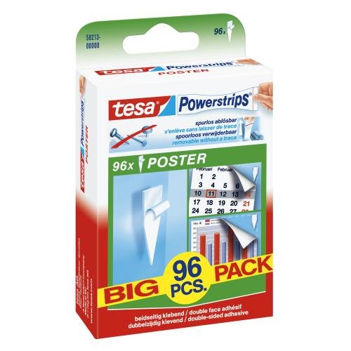 Tesa Powerstrips Poster Big Pack, Adhesive White 96 Pieces
