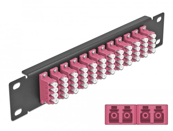 Delock 10 Patch Panel Fo 12 Ports Lc Quad Violet 1 U Black