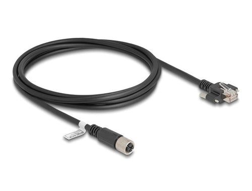Delock M12 Cable X-kodiert 8 Pin Female a RJ45 Male CAT.6A S/FTP 2M Black — image 1