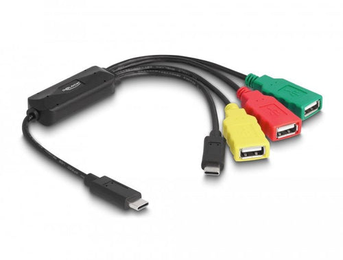 Delock 4 Port USB 2.0 Cable-hub With USB Type-c a 3 X USB-A Connector Female + 1 X USB-C Connector Male — image 1