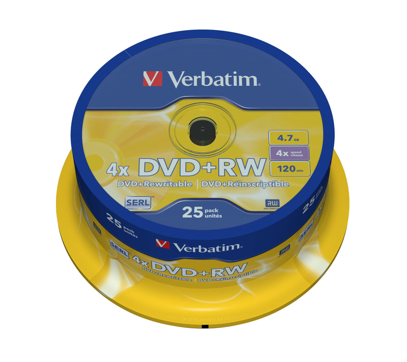 Verbatim Dvd + Rw 4,7GB 25PCS Pack 4X Spindel Silver Retail