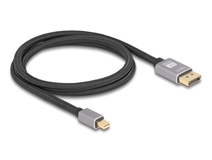 Mini DisplayPort Zu DisplayPort Cable 8K 60 HZ 1M Grey Metall Without Einrastfunktion