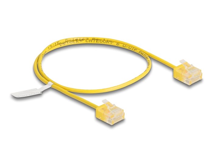Delock RJ45 Network Cable CAT.6 UTP Ultra Slim 0,5M Yellow With Kurzen Machon