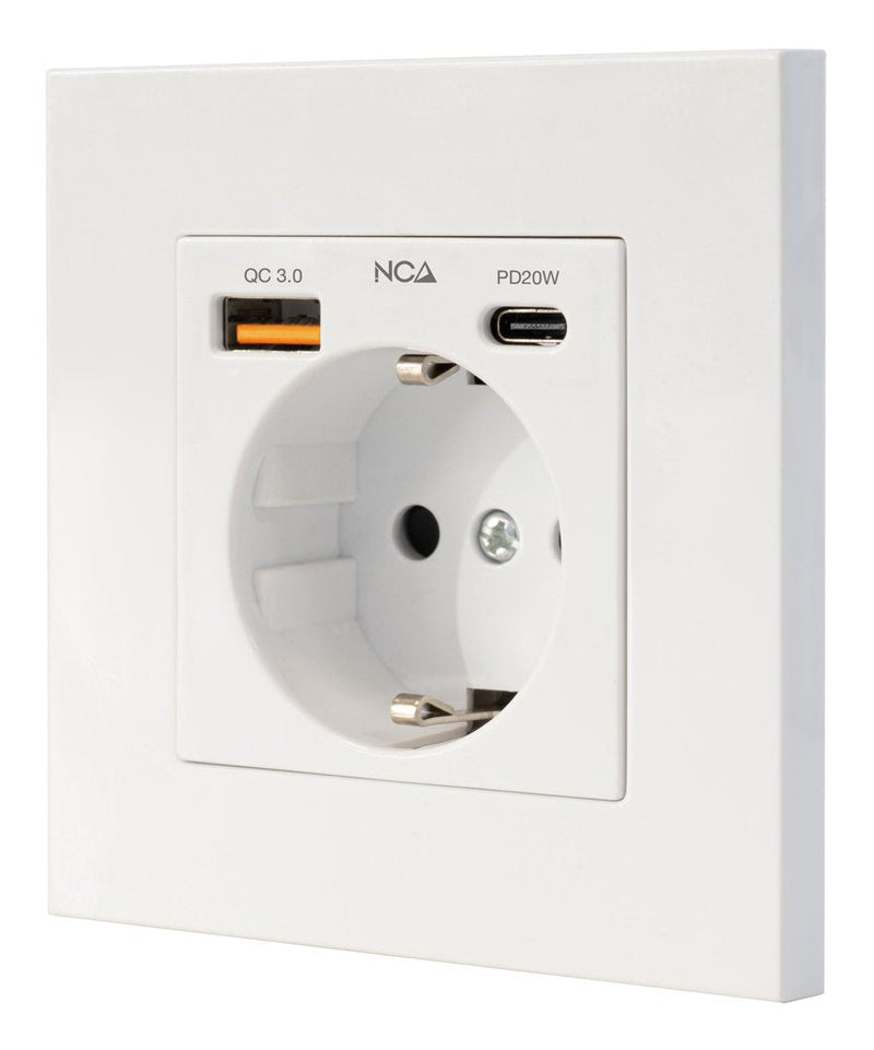 Nanocable Roseta Wall 10 35 0011 1 Schuko 1 USB Type-c 1 USB