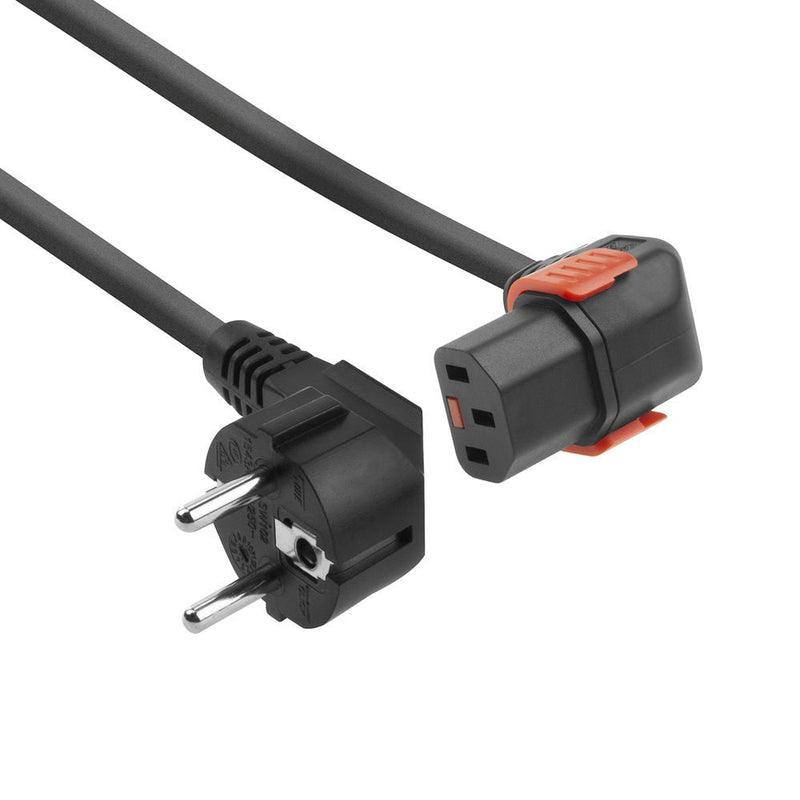 Powercord Schuko Cee 7 Male (angled) - C13 IEC Lock (down Angled) Black 3M, EL457S