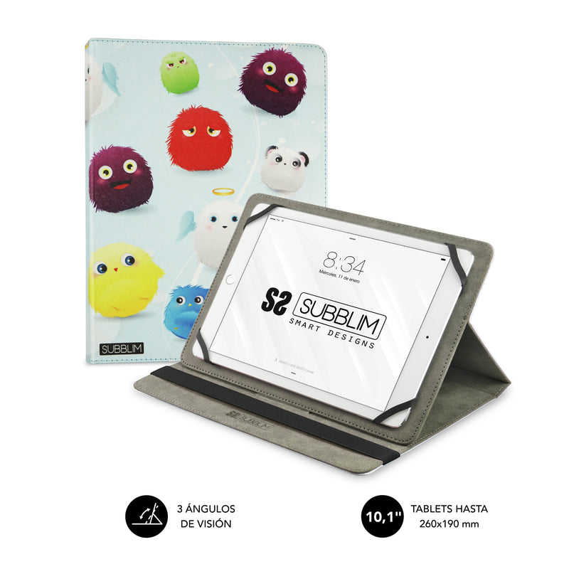 Case Universal Subblim Trendy Furry Tablet Up To 10.1'/25.6CM Outdoor Símil Leather Indoor Aterciopelado Closu