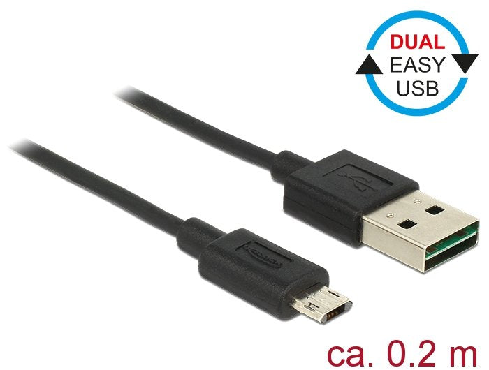 Delock 84804 Cable Easy-USB 2.0 Type-a Male Easy-USB 2.0 Type-micro-b 0,2M Black