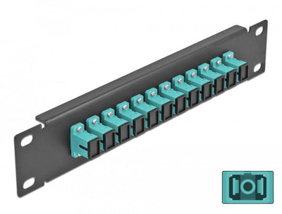 Delock 10 Patch Panel Fo 12 Ports Sc Simplex Aqua 1 U Black — image 1