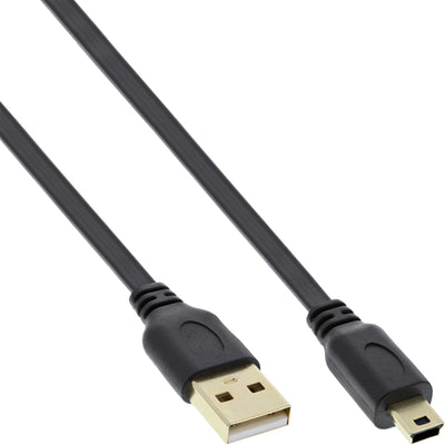 Inline USB 2.0 Flat USB Cable a Male a Mini-b Male 5 Pines Black / Gold 3M — image 1