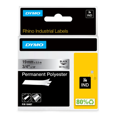 Dymo Rhino Band Polyes. 19MMX5.5M Negro-metallic — image 1