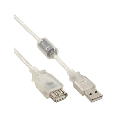 Inline Cable Alargador USB 2.0 Transparent Type a Female + Inductancia Ferrita 1M — image 1