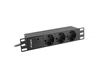 Lanberg Power Strip Rack Pdu 10'' 1U 16A, 3X 230V Schucko 2M Black — image 1