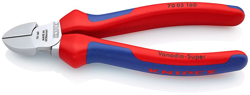 Knipex 70 05 160, Pliers Corte Diagonal, 4MM, Steel Cromo Vanadio, Plastic Blue/Red 16CM