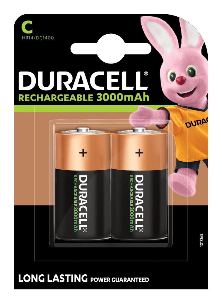 Duracell Pack 2 Batteries Type-c Recargables HR14 - Nimh - 1.2V - 3000MAH - Admiten Up To 1000 Recargas