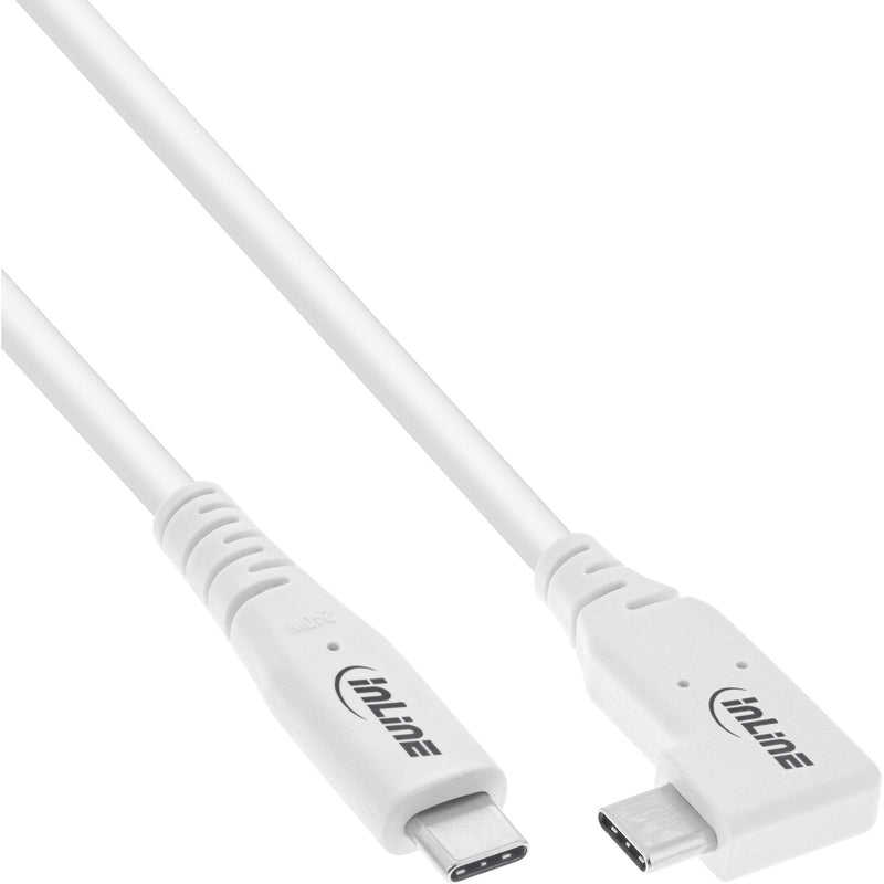 Inline USB4 Cable USB Type-c, One Side Angled, Pd 240W, 8K60HZ, Tpe White, 2M
