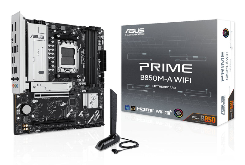 ASUS Motherboard Prime B850M-A Wi-Fi AM5 microATX DDR5 Wi-Fi 6E 2.5GBE LAN