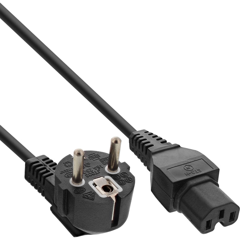 Inline Pack 25 Pcs. ® Power Cable Type F German Angled a C15 Straight 1.8M Black