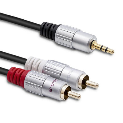 Qoltec 52341 Cable 2XRCA Mini Jack 3.5MM Male 2M Black — image 1
