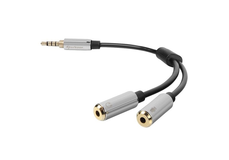 Sharkoon 0.12M, 3.5MM/2X3.5MM Cable Audio 0,12M 3,5MM 2 X 3,5MM Black Silver