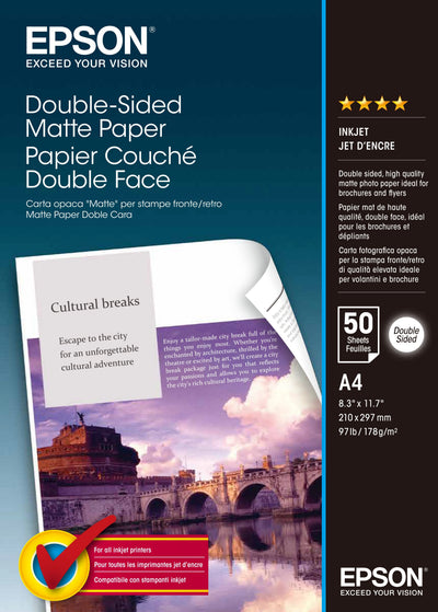Epson Paper Fotográfico Double-sided Matte C13S041569/ Din A4/ 178G/ 50 Hojas/ Matte — image 1