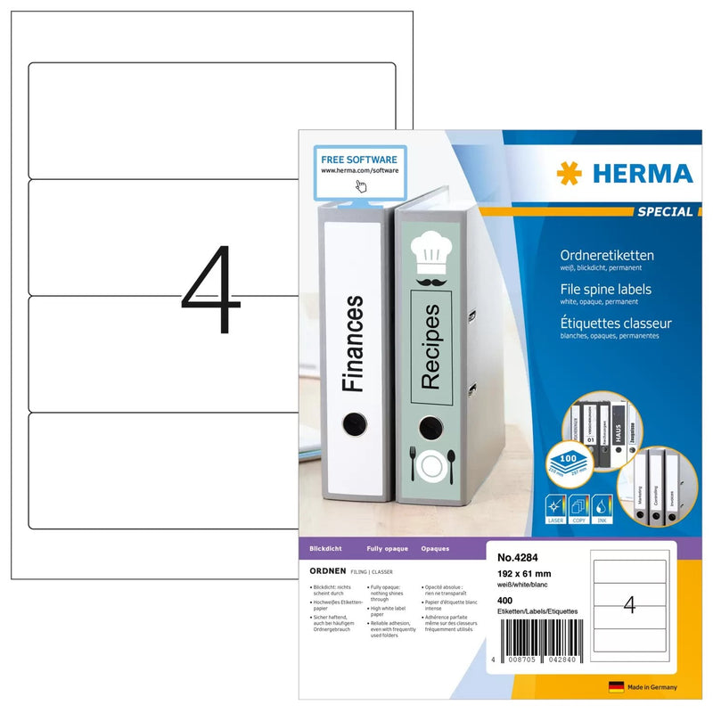 Herma Labels Ring Binder 61,0 X 192,0MM White