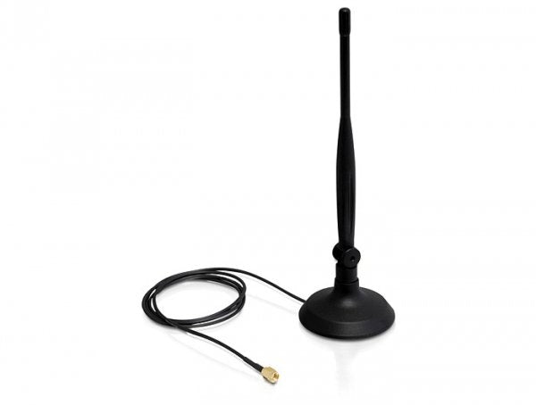 Delock WLAN 802.11 B/G/N Antenna Rp-sma 4 dBi Omnidirectional With Flexible Joint With Magnetic Stand