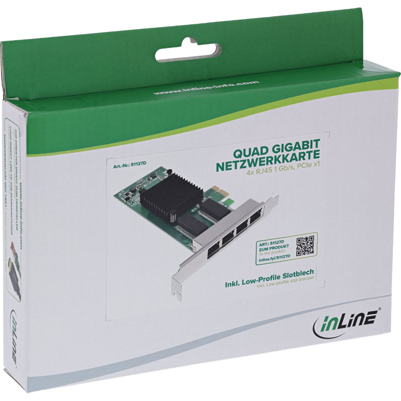 Inline Quad Gigabit Network Card - 4x RJ45 1GB/S - PCIE X1