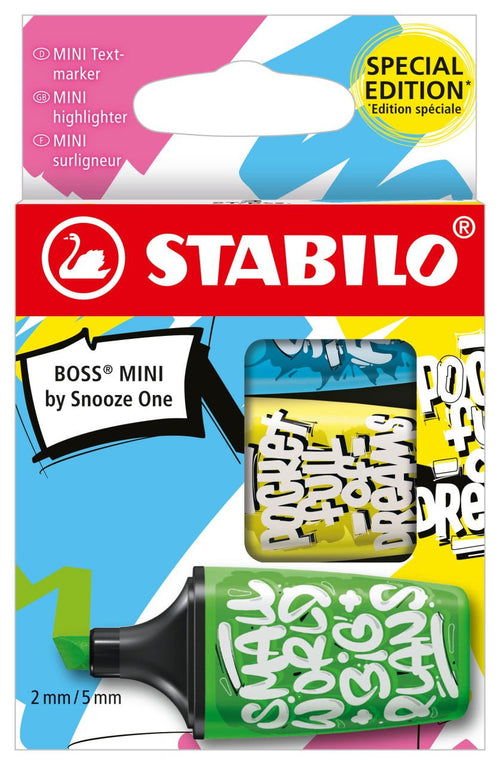 Stabilo Boss Mini By Snooze One Pack 3 Mini Marcadores Fluorescentes - Trazo Entre 2 And 5MM - Ink With Base W — image 1