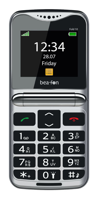 Beafon Fold 10 - 2G, Silver Line, Mobile Phone Foldable With Keys Large Negro-plateado — image 1