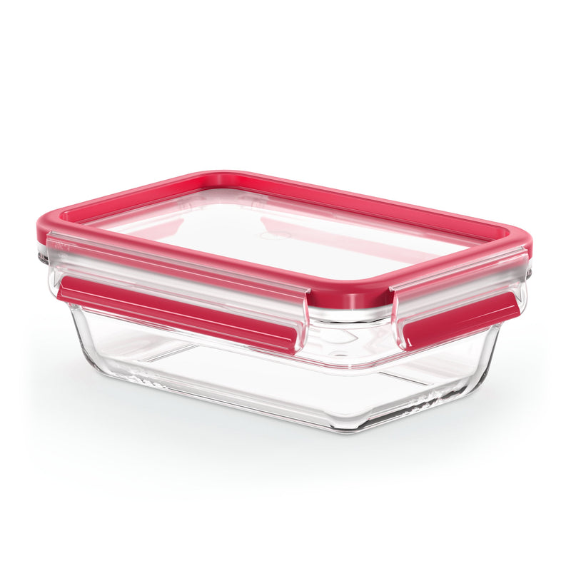 Emsa N10406 Clip & Close Glas Frischhaltedose 0,7 L Transparent/Red