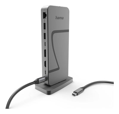 Hama Essential Hub USB 2.0/3.2 - Power Maxima 140W - USB Cable -c 40CM - LAN Ethernet 2.5Gbps - DisplayPort 8K — image 1